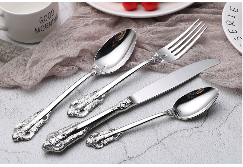 Restaurant Spoon Fork Knife Teaspoon Golden Cutlery Sets