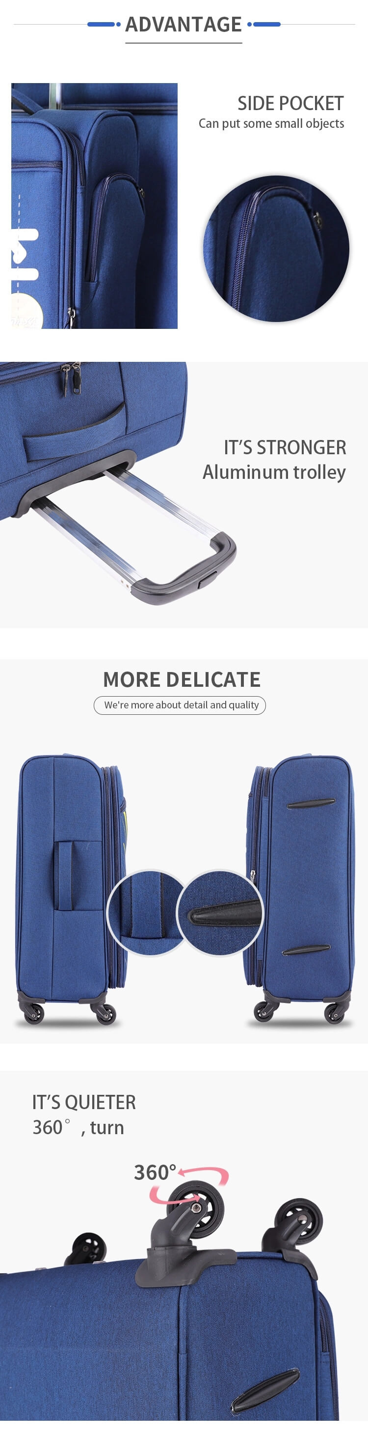 2020 Canton Fair Custom Printing 3 pcs 20 24 28 Nylon Carry-on Soft Business Trolley Travel Luggage Set