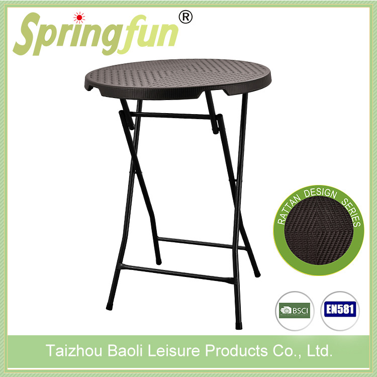 Wicker Design 80cm HDPE Plastic Folding Round Cocktail Party Table