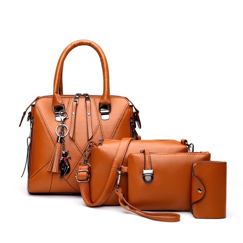 2020 Canton Fair wholesale Pu shoulder bag set women clutch purse 4pcs handbags set