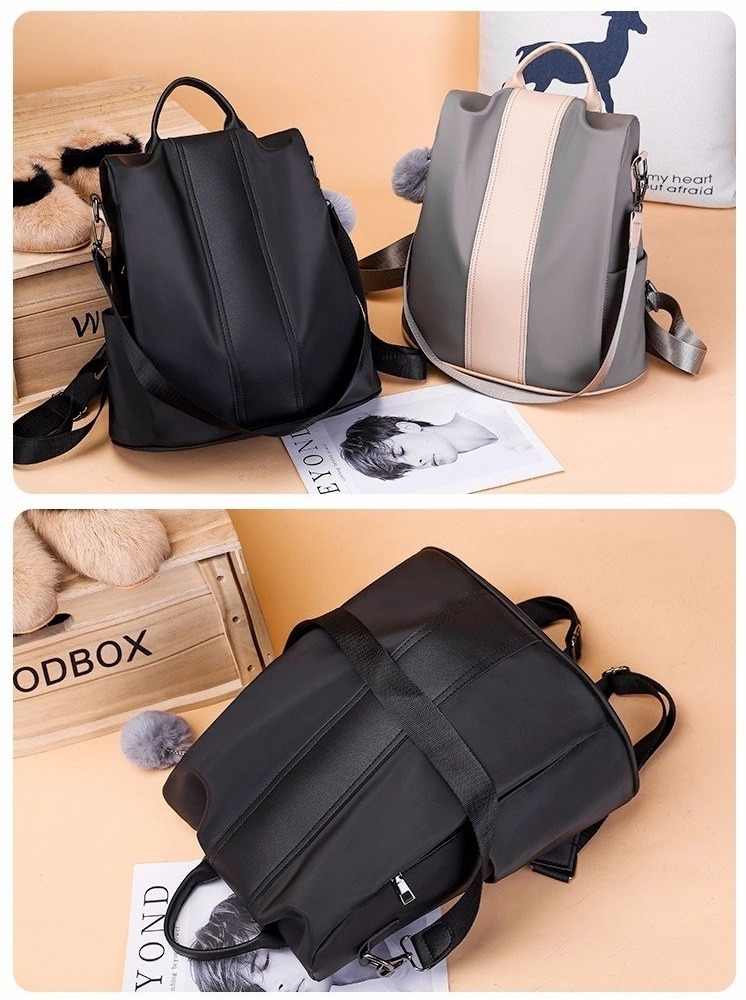 2020 Canton Fair Wholesale Anti Theft Women Fashion Nylon Pu Leather Backpack