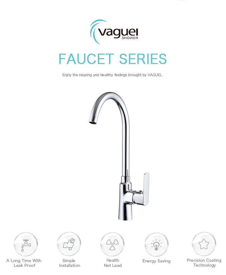 Cheap deck mounted chromed kitchen faucet chrome