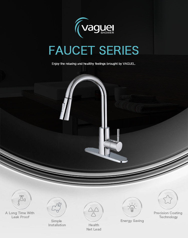 Single handle water tap sink kitchen faucet pull out spray head