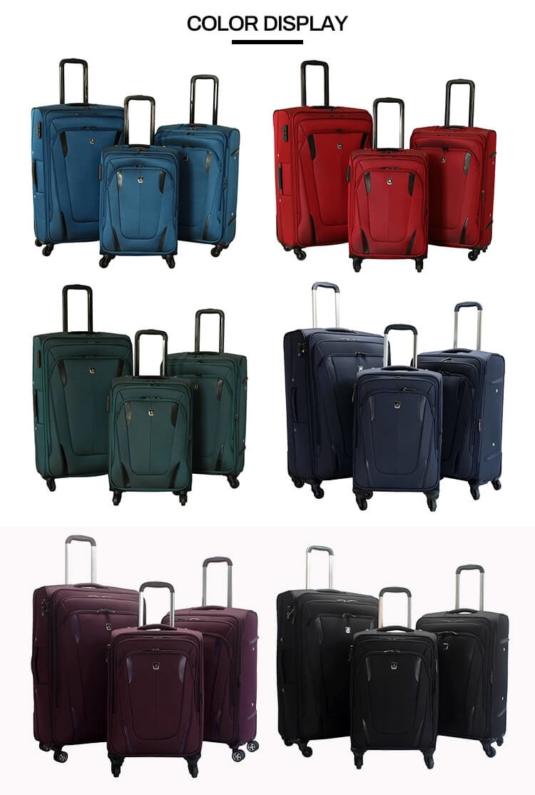 2020 Canton Fair Green Nylon Aluminium Trolley 4 Wheels 3pcs Travel Carry On Trolley luggage