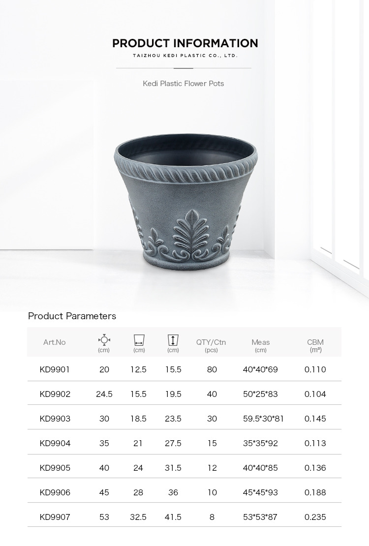 Custom vintage embossed plastic garden flower pot planters