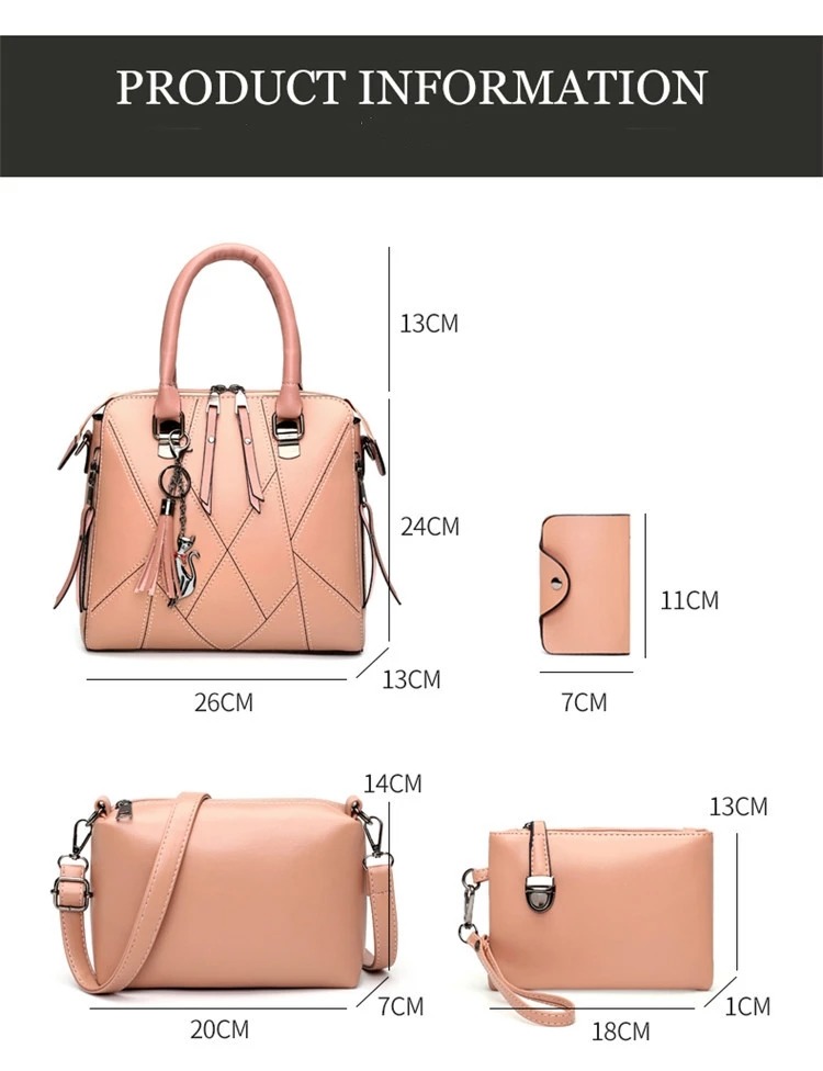 2020 Canton Fair wholesale Pu shoulder bag set women clutch purse 4pcs handbags set