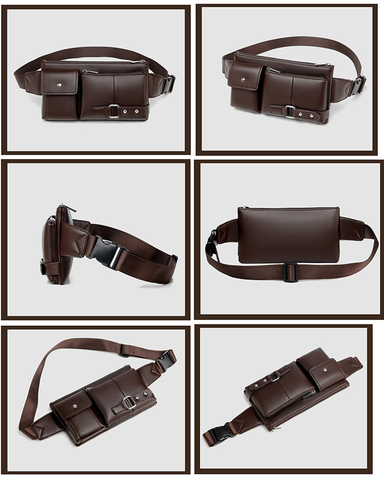 men pu waist bag