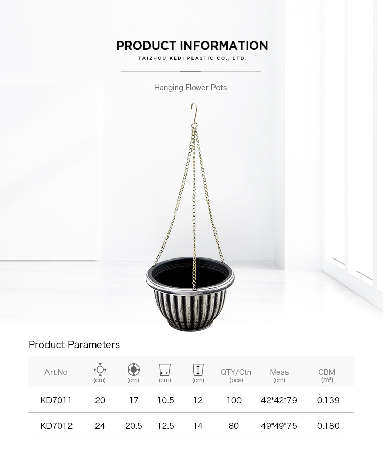 Outdoor garden decoration hanging plastic planters flower pot
