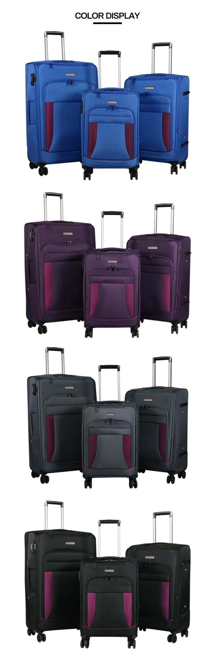 2020 Canton Fair 3pcs set 20" 24" 28" luggage trolley set spinner wheel custom logo wholesale luggage sets