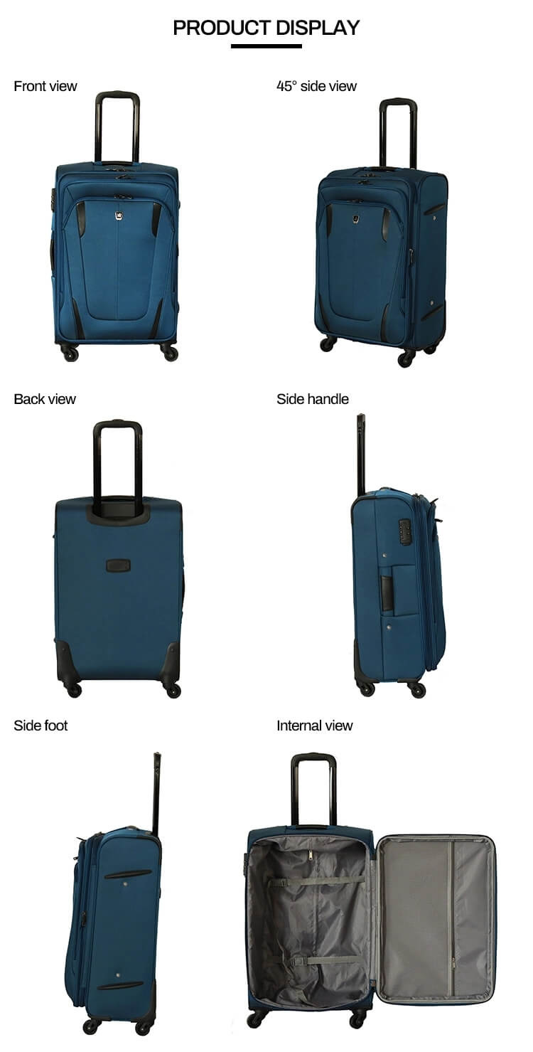 2020 Canton Fair Green Nylon Aluminium Trolley 4 Wheels 3pcs Travel Carry On Trolley luggage