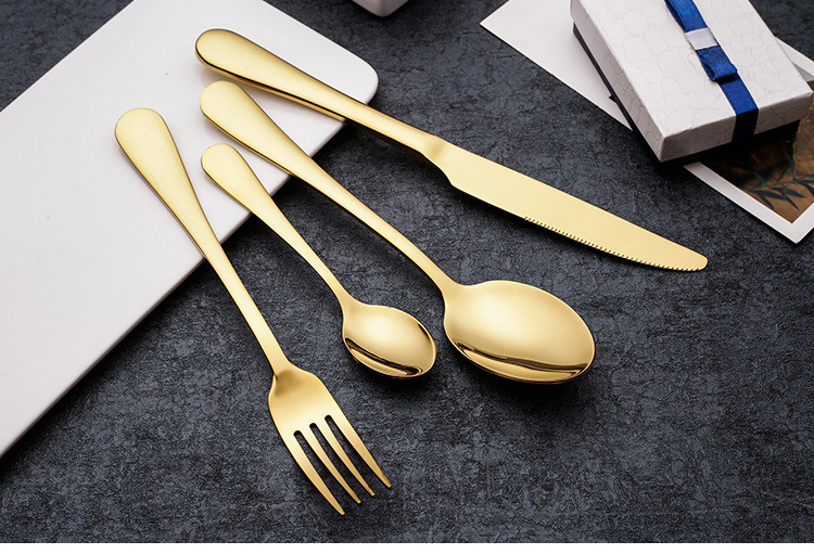 Stainless Steel Gold Spoon Gold Flatware Gold  Cutlery Set