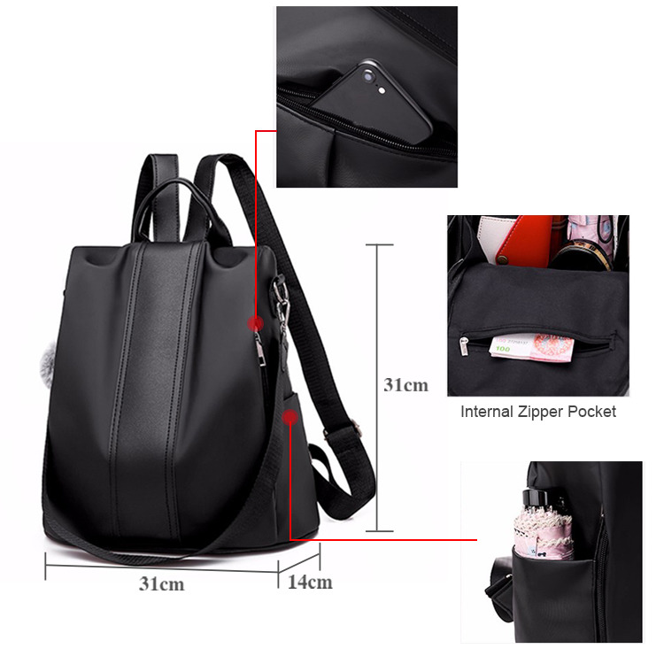 women fashion zipper PU Leather high quality shoulder school bag ladies backpack