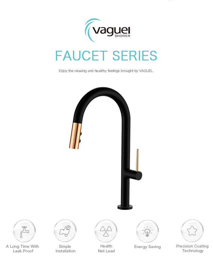 Single handle luxury black kitchen sink faucets