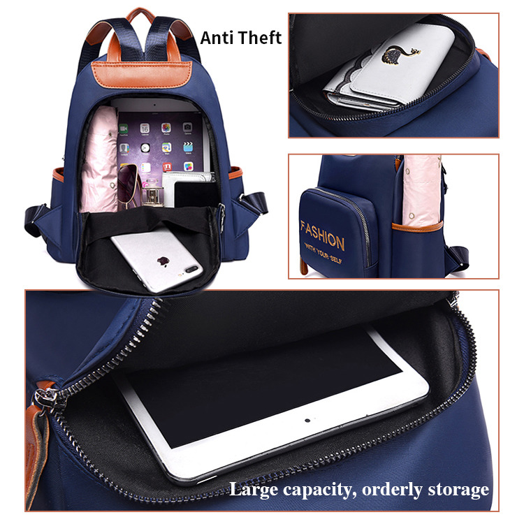 custom women Nylon anti theft backpack