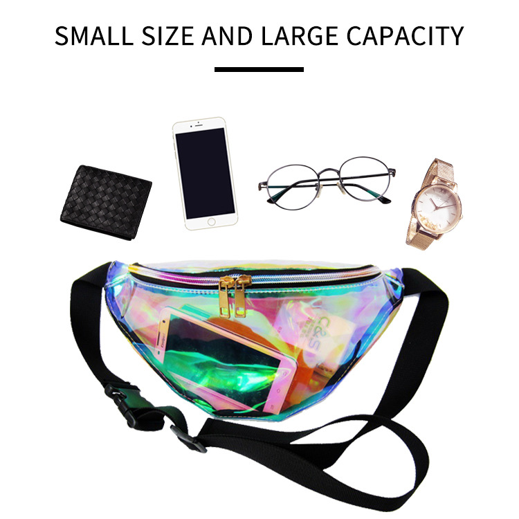  fashion rainbow transparent PVC laser bum bag holographic running waist bag