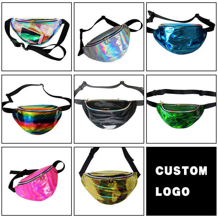  fashion rainbow transparent PVC laser bum bag holographic running waist bag