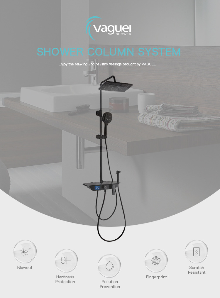 Black stainless steel sanitary ware shower faucet