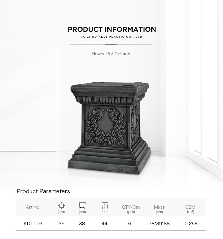 Ludu roman style plastic outdoor decorative column for flower pot