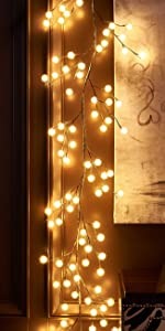 Lighted Garland with Icy Flower