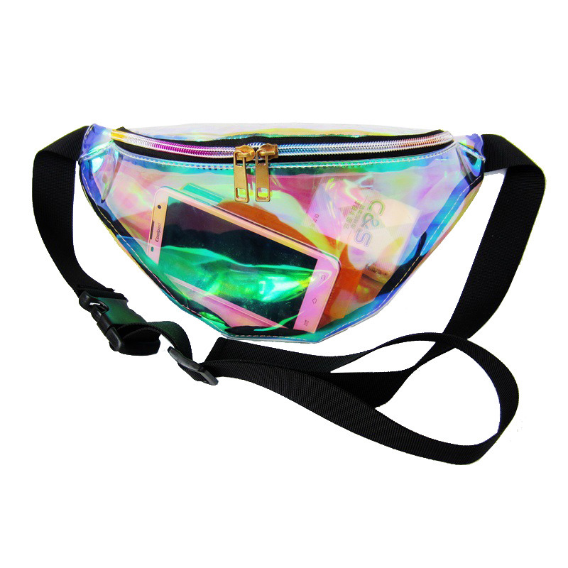  fashion rainbow transparent PVC laser bum bag holographic running waist bag