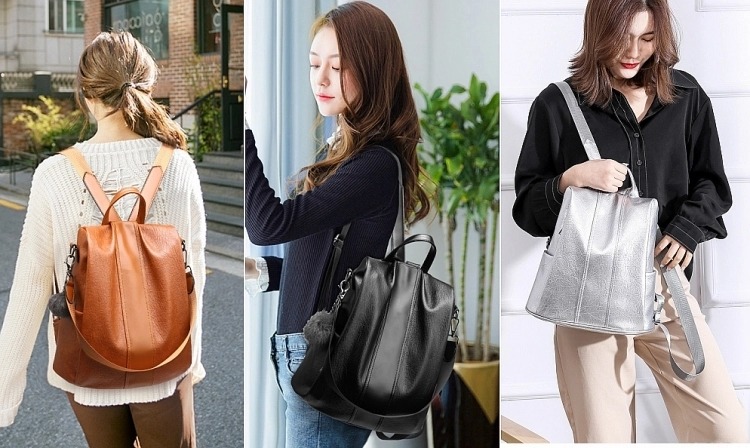 2020 Canton Fair Wholesale Anti Theft Women Fashion Nylon Pu Leather Backpack
