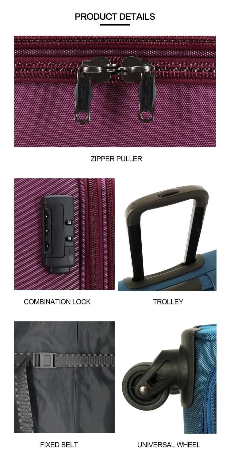 2020 Canton Fair Green Nylon Aluminium Trolley 4 Wheels 3pcs Travel Carry On Trolley luggage