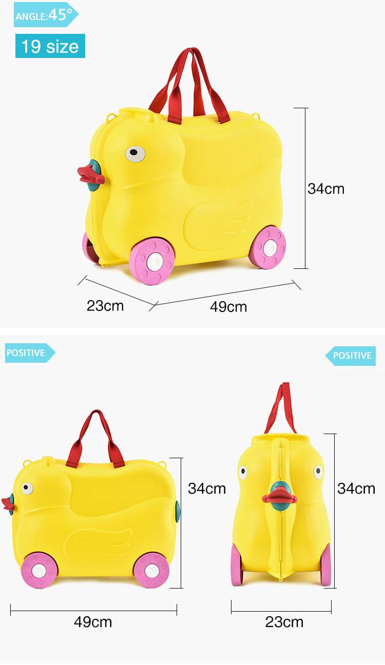 BUBULE Colorful Cartoon Shape Carry On Ride On Rolling Suitcase for Kids