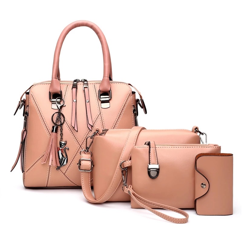 2020 Canton Fair wholesale Pu shoulder bag set women clutch purse 4pcs handbags set