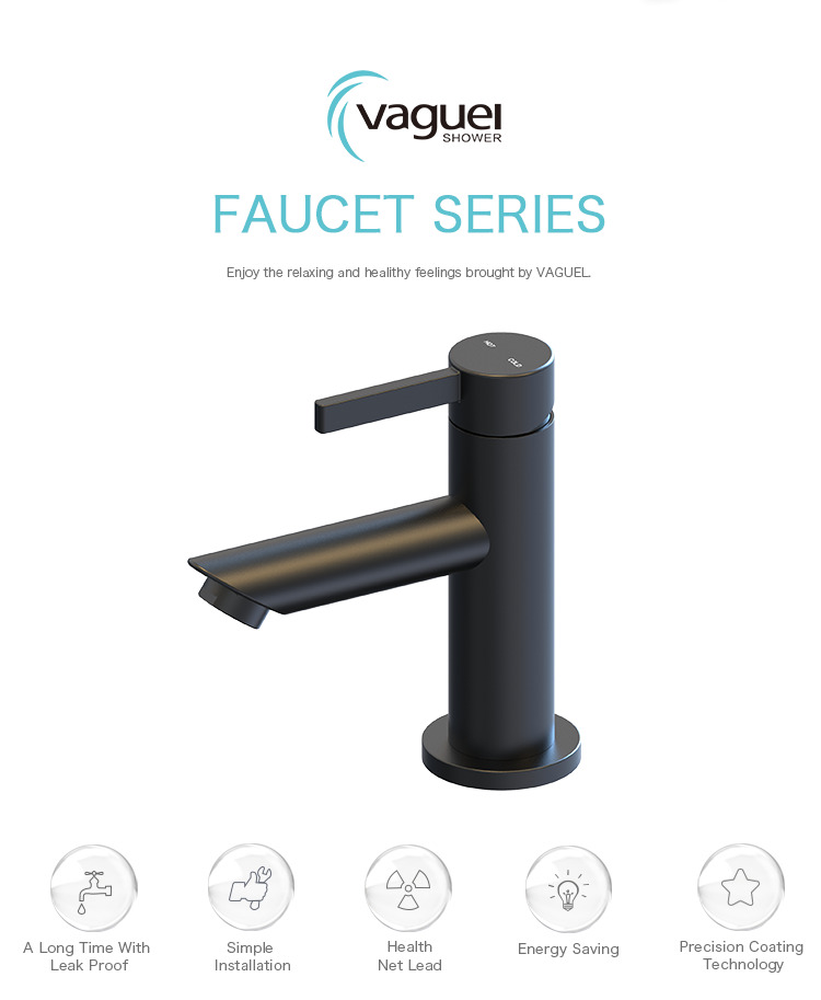 High quality bathroom wash basin black water faucet