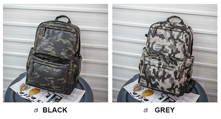 Camouflage PU laptop backpack