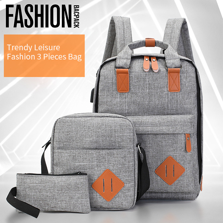 2020 carton fair 3pcs set colleague USB laptop backpack