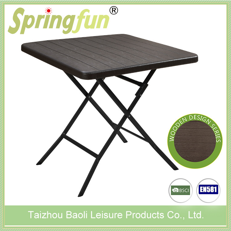 2018 New Design HDPE Plastic Wooden Design Garden Balcony Lounge Patio Garden Tables