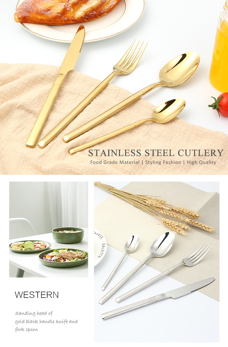 Hotel 18/10 Stainless Steel Flatware Restaurant Gold Stainless Steel Cutlery Set