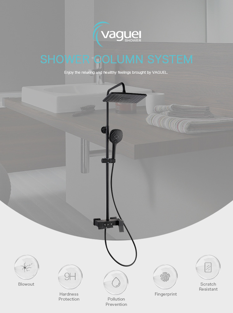 Factory supplier black shower column stainless steel