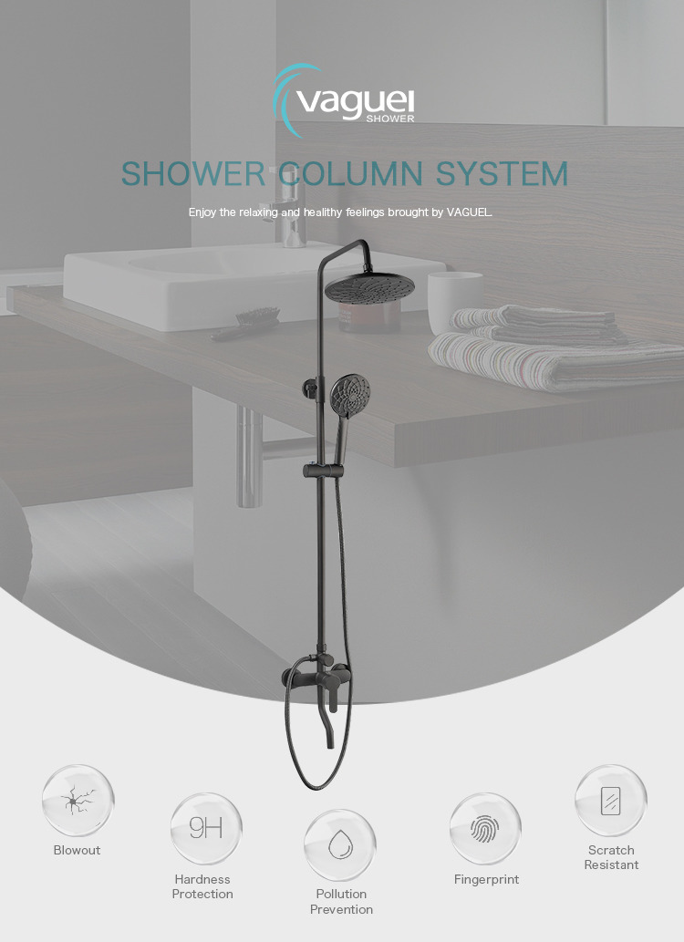 Adjustable gunmetal stainless steel shower faucet set