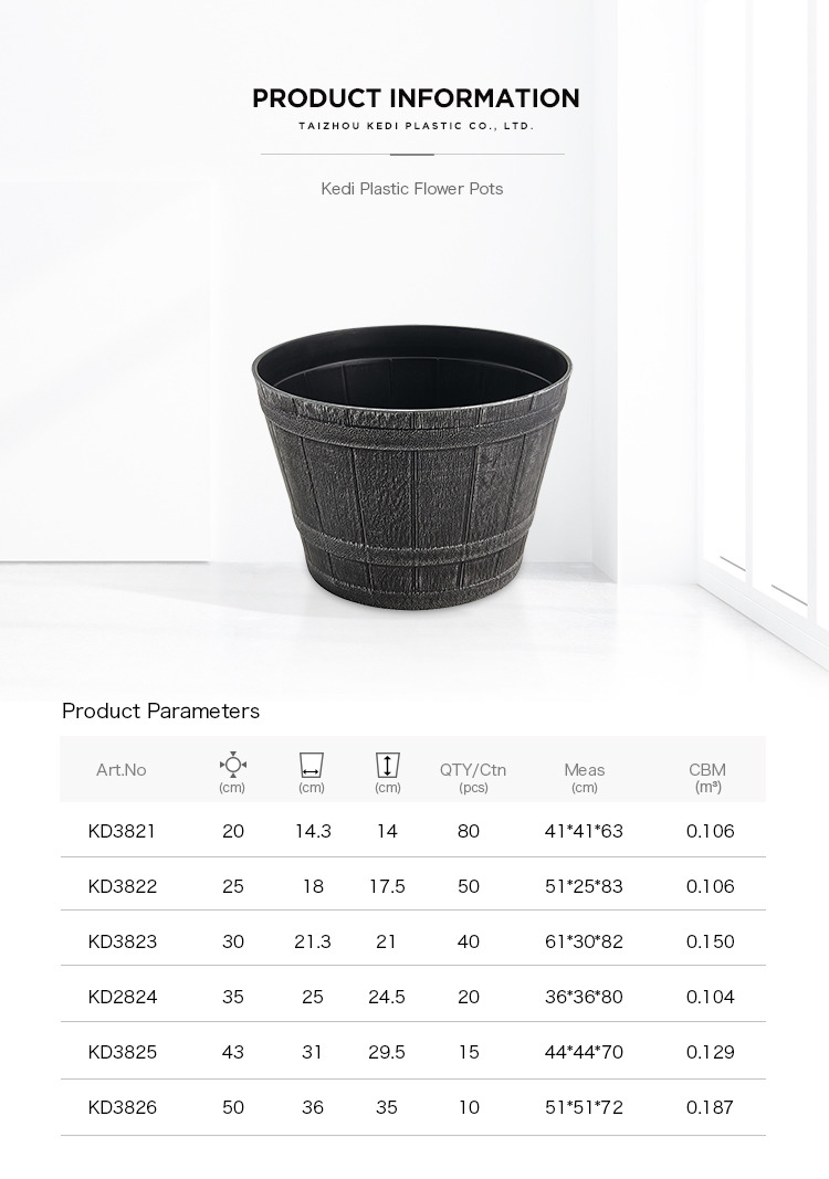 Garden supplier outdoor balcony pp plastic flower pots wholesale