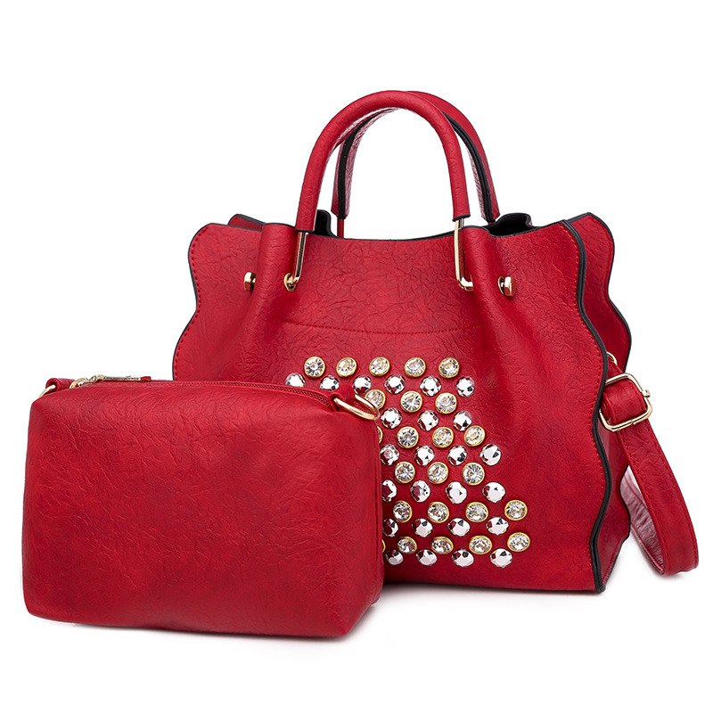 red hand bag