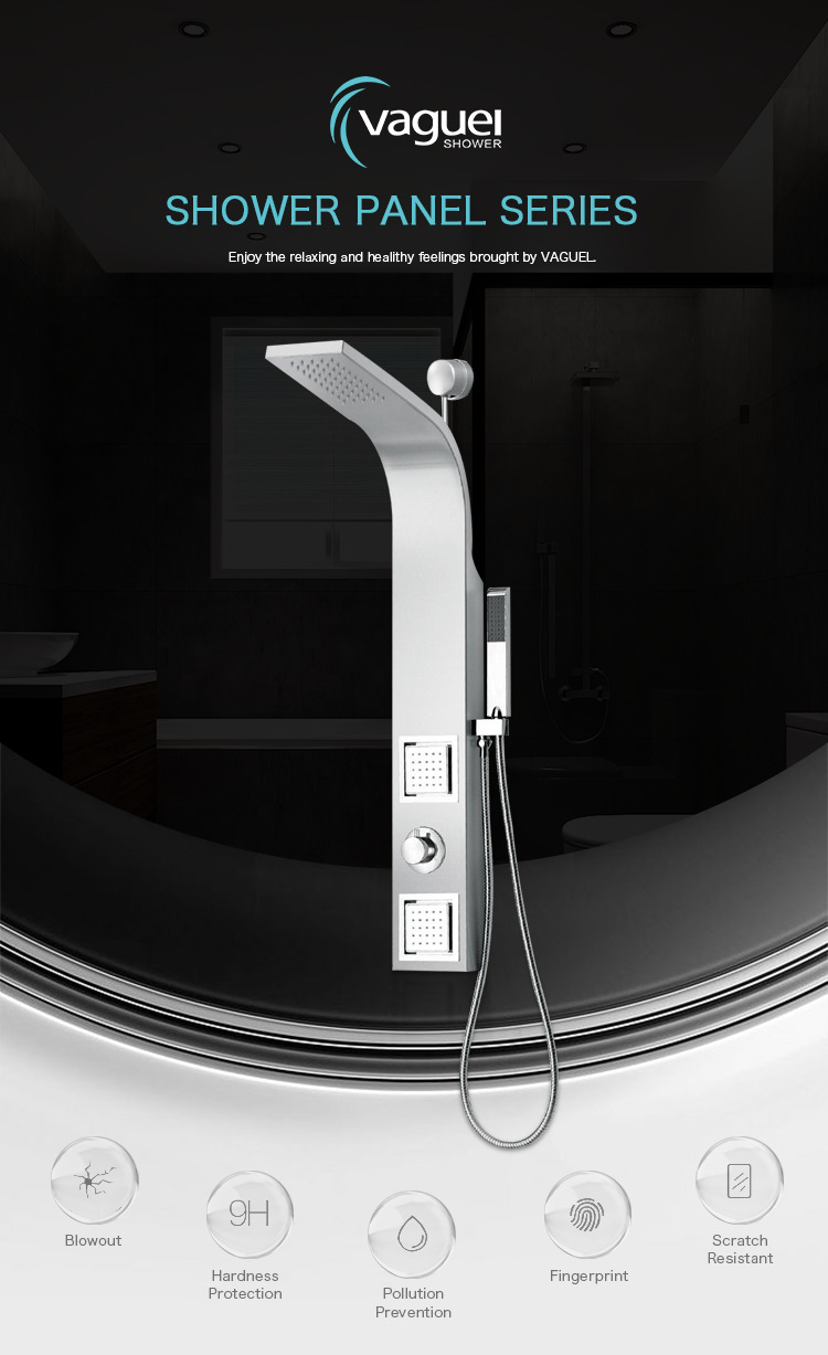 Bathroom hotel rainfall stainless steel steam massage shower panel