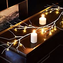 Lighted Garland White Birch