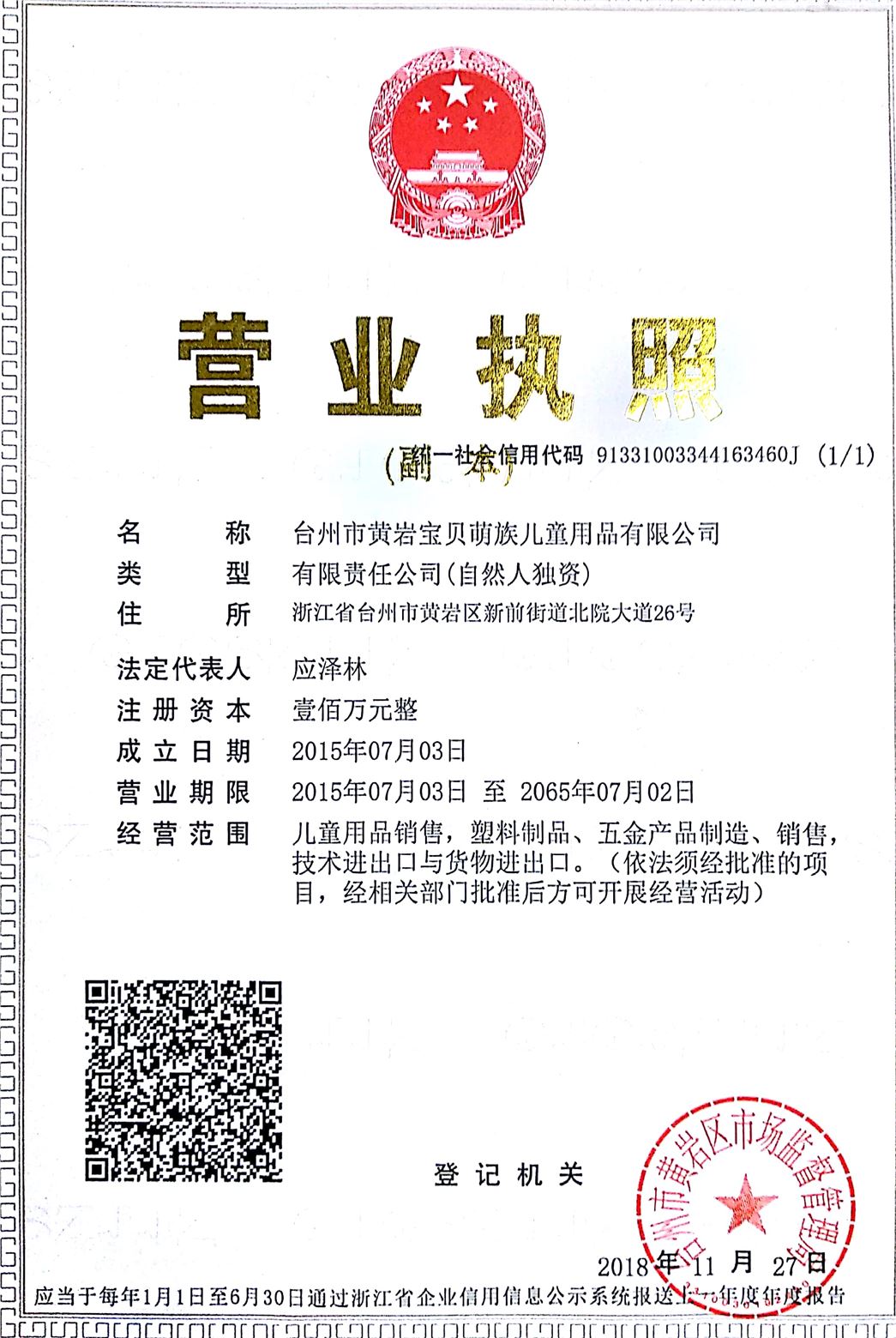 TAIZHOU HUANGYAN NEW VISION INDUSTRY & TRADING CO,LTD